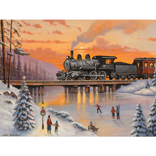 Railroad On The Ice Bridge 300 Large Piece Jigsaw Puzzle