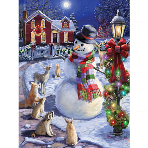 Christmas Eve Snowman 1000 Piece Glow-In-the-Dark Jigsaw Puzzle