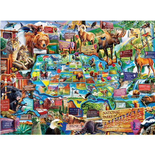 National Parks USA Map 100 Large Piece Jigsaw Puzzle
