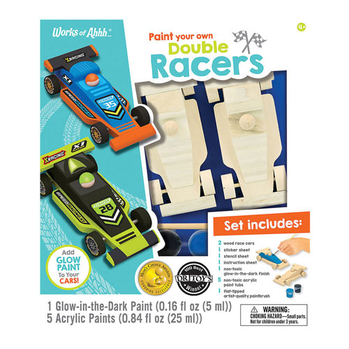 Glow In The Dark Double Racers Wood Paint Kit
