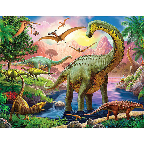 World Of Huge Dinosaurs 100 Large Piece Jigsaw Puzzle