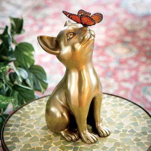 Brass Cat and Butterfly