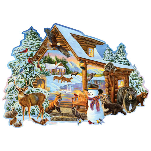 Winter Cabin 750 Piece Shaped Jigsaw Puzzle