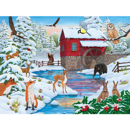 Mill By The Snowy Forest 500 Piece Jigsaw Puzzle