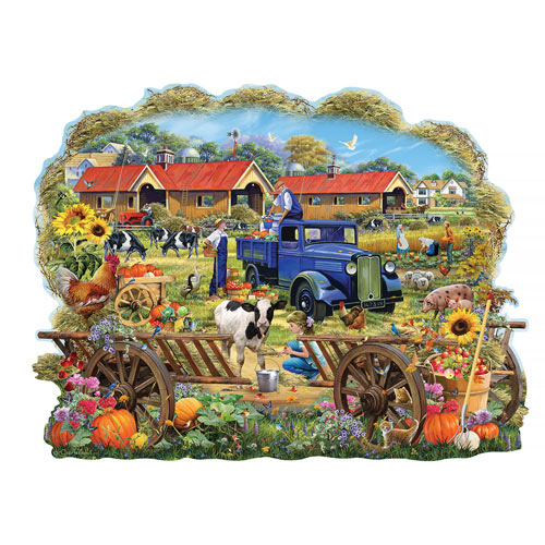 Autumn Hay Cart 300 Large Piece Shaped Jigsaw Puzzle
