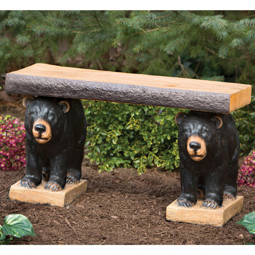 Bear Pair Bench Garden Sculpture