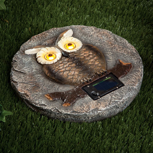 Solar Owl LED Garden Stone