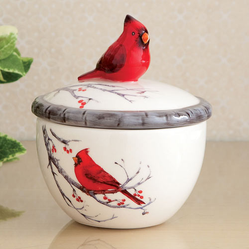 Ceramic Cardinal Trinket Box