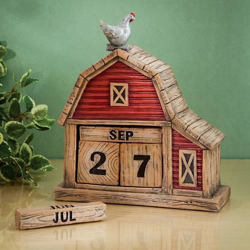 Country Barn Perpetual Decorative Desktop Calendar