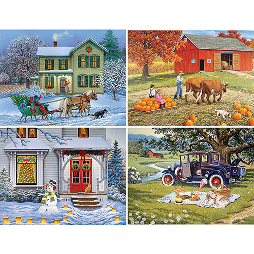 Set of 4: John Sloane 500 Piece Jigsaw Puzzles