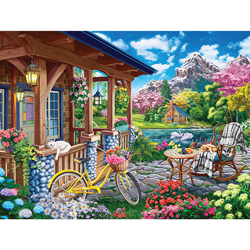 Colorful House Near The Lake 300 Large Piece Jigsaw Puzzle
