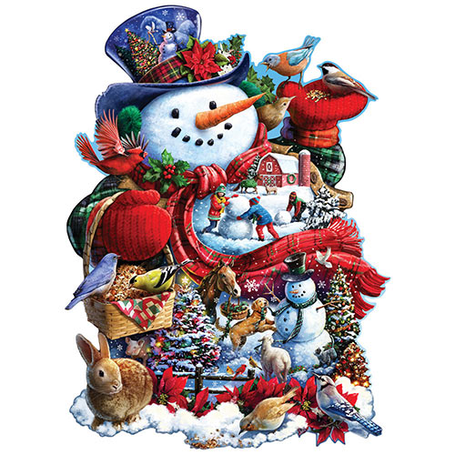 Happy Holiday Snowman 750 Piece Shaped Jigsaw Puzzle