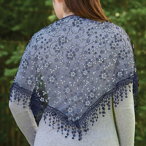 Lace Droplets Scarf - Midnight Blue