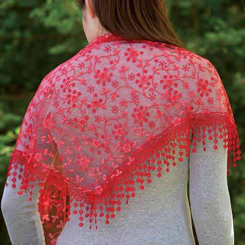 Lace Droplets Scarf - Rich Red