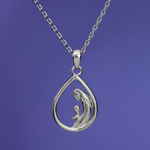 Mother & One Child - Mother and Child Sterling Pendant Necklace 