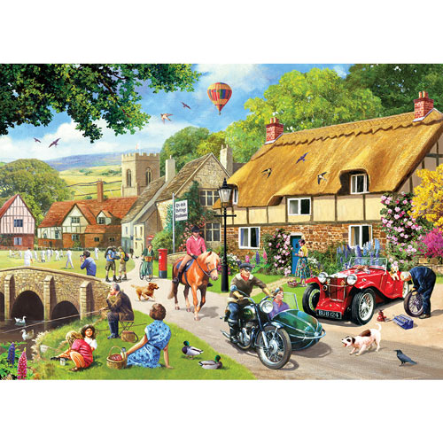 A Busy Day In The Village 500 Piece Jigsaw Puzzle