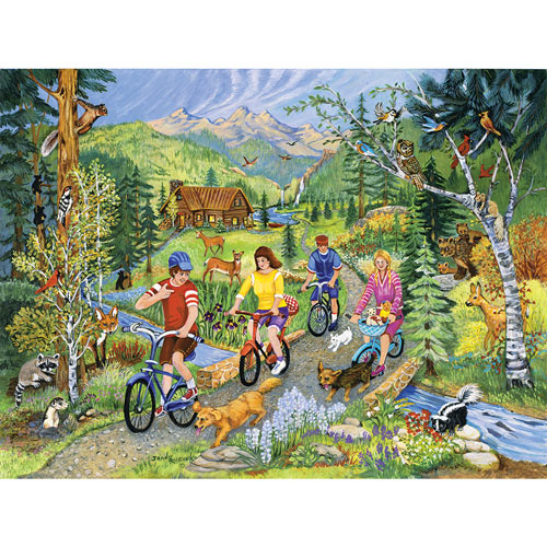 Bicycling In the Forest 1000 Piece Jigsaw Puzzle