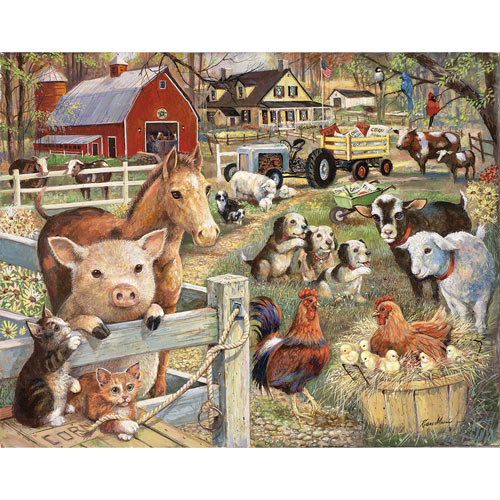 Youngsters In The Farmyard 1000 Piece Jigsaw Puzzle
