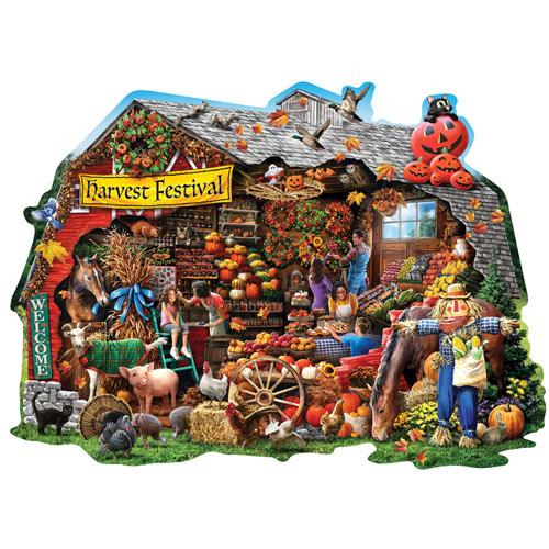 Fall Harvest Barn 750 Piece Shaped Jigsaw Puzzle