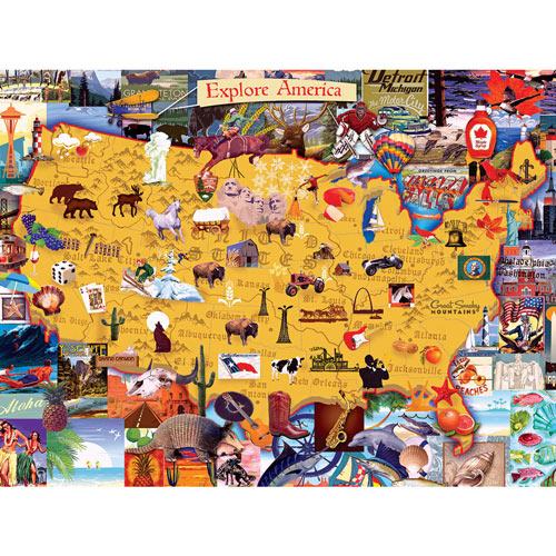 Explore America 500 Piece Giant Jigsaw Puzzle