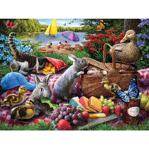 Picnic Surprise 300 Large Piece Jigsaw Puzzle Bits and Pieces