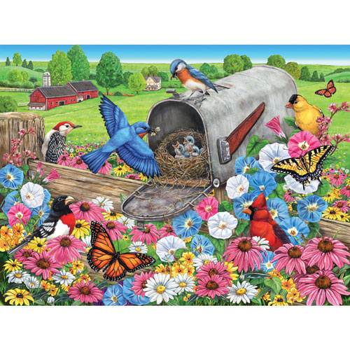 Bluebirds Nesting In The Mailbox 300 Large Piece Jigsaw Puzzle