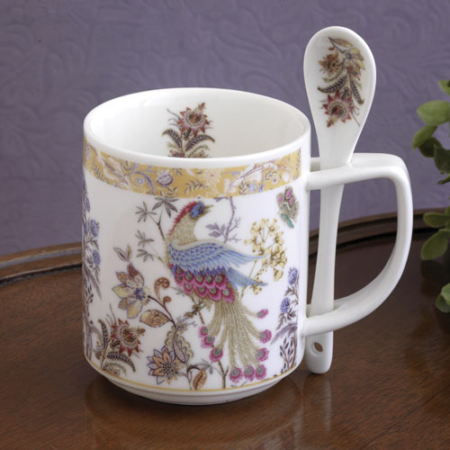 Ceramic Pheasant Mug & Spoon set