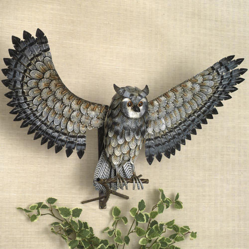 Elegant Owl In Flight Sculpture