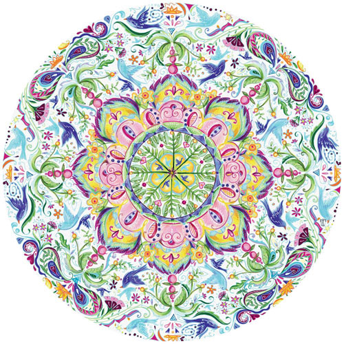 Blue Bird Kaleidoscope 500 Round Jigsaw Puzzle