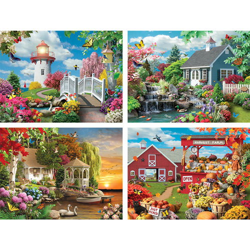 Scenic Beauty 4-in-1 Multi-Pack 300 Large Piece Jigsaw Puzzle Set