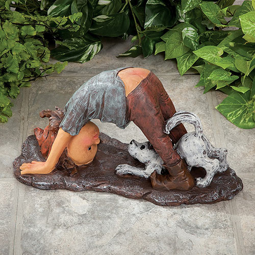 Downward Dog Elf and Dog Statue