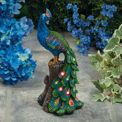 Magnificent Solar Peacock Garden Sculpture