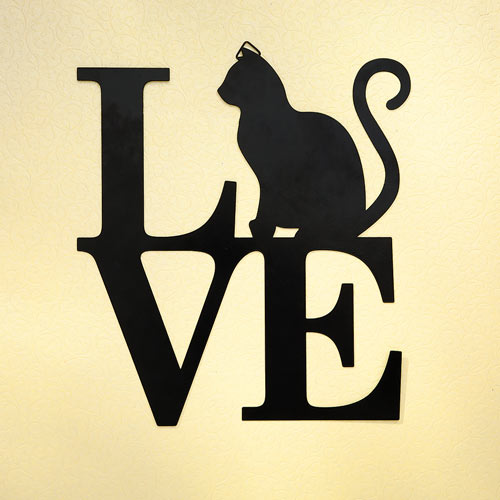 L-O-V-E Cat Silhouette Wall Plaque
