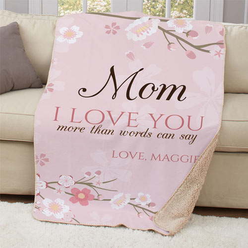 Personalized Mom I Love You Sherpa Throw