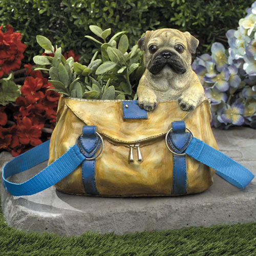 Pug in Garden Handbag Planter