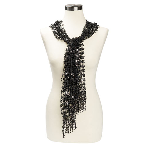 Sequined Scarf - Black