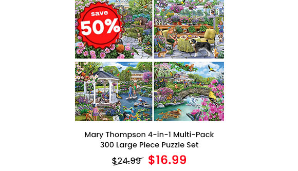 Mary Thompson 4-in-1 Multi-Pack 300 Large Piece Puzzle Set