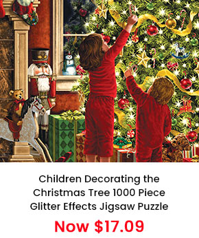 Children Decorating the Christmas Tree 1000 Piece Glitter Effects Jigsaw Puzzle