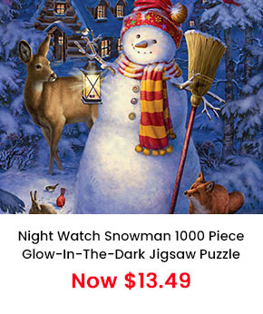 Night Watch Snow Man 1000 Piece Glow-In-the-Dark Jigsaw Puzzle