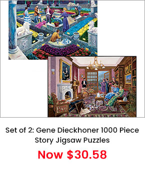 Set of 2: Gene Dieckhoner 1000 Piece Story Jigsaw Puzzles