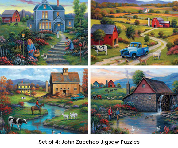 Set of 4: John Zaccheo 500 Piece Jigsaw Puzzles