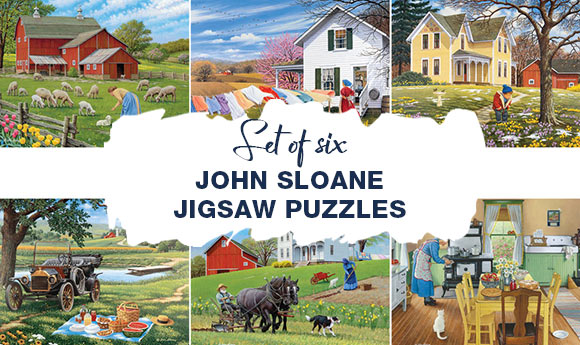 Set of 6: John Sloane 300 Large Piece Jigsaw Puzzles