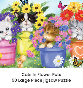 Cats In Flower Pots 50 Large Piece jigsaw Puzzle 