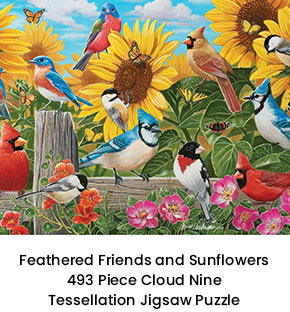 Feathered Friends and Sunflowers 493 Piece Cloud Nine Tessellation Jigsaw Puzzle 