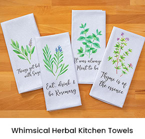 Whimsical Herbal Kitchen Towels 