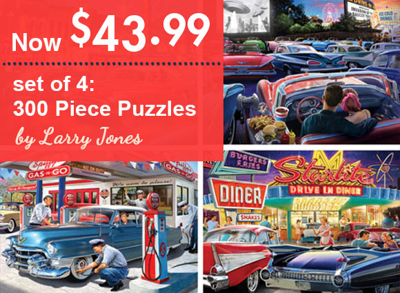  Set of 4: Larry Jones 300 Large Piece Jigsaw Puzzles