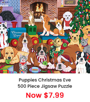  Puppies Christmas Eve 500 Piece Jigsaw Puzzle