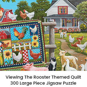  Viewing The Rooster Themed Quilt 300 Large Piece Jigsaw Puzzle