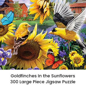 Goldfinches In the Sunflowers 300 Large Piece Jigsaw Puzzle