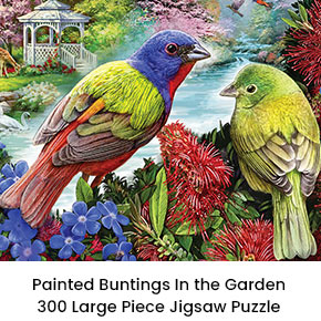 Painted Buntings In the Garden 300 Large Piece Jigsaw Puzzle 